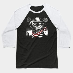 USA Flag Cat 4th of July Funny Patriotic Baseball T-Shirt